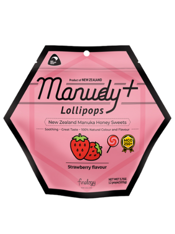 Manudy Manuka Lollipops & Strawberry MGO250+, 12POPS