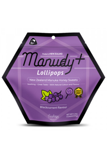 Manudy Mānuka Lollipops & Blackcurrant MGO250+, 12POPS
