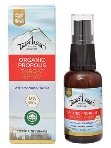 Organic Propolis and Manuka Honey Throat Spray MG550+, 30 ml